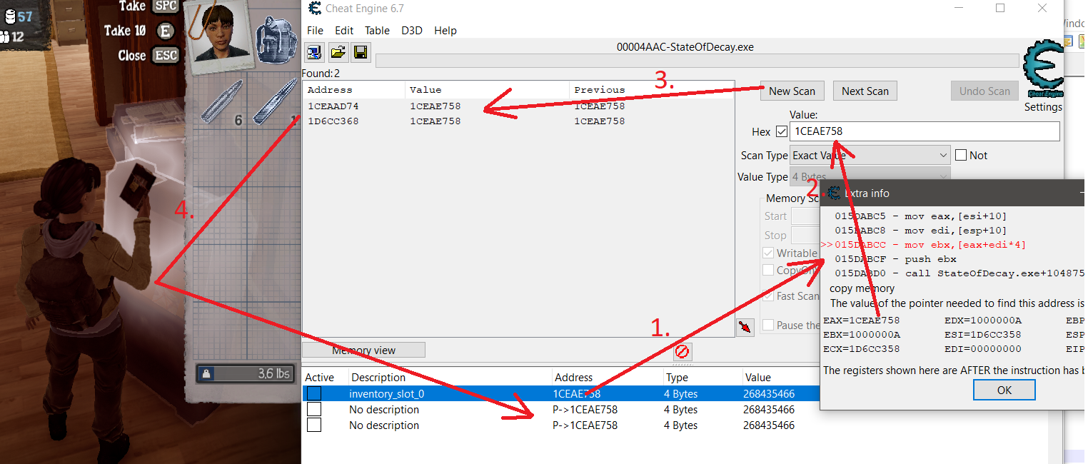 Cheat Engine :: View topic - Unable to find base address / pointer [State  of Decay]