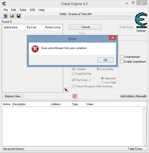 Cheat Engine :: View topic - anyone knows how to fix this error?