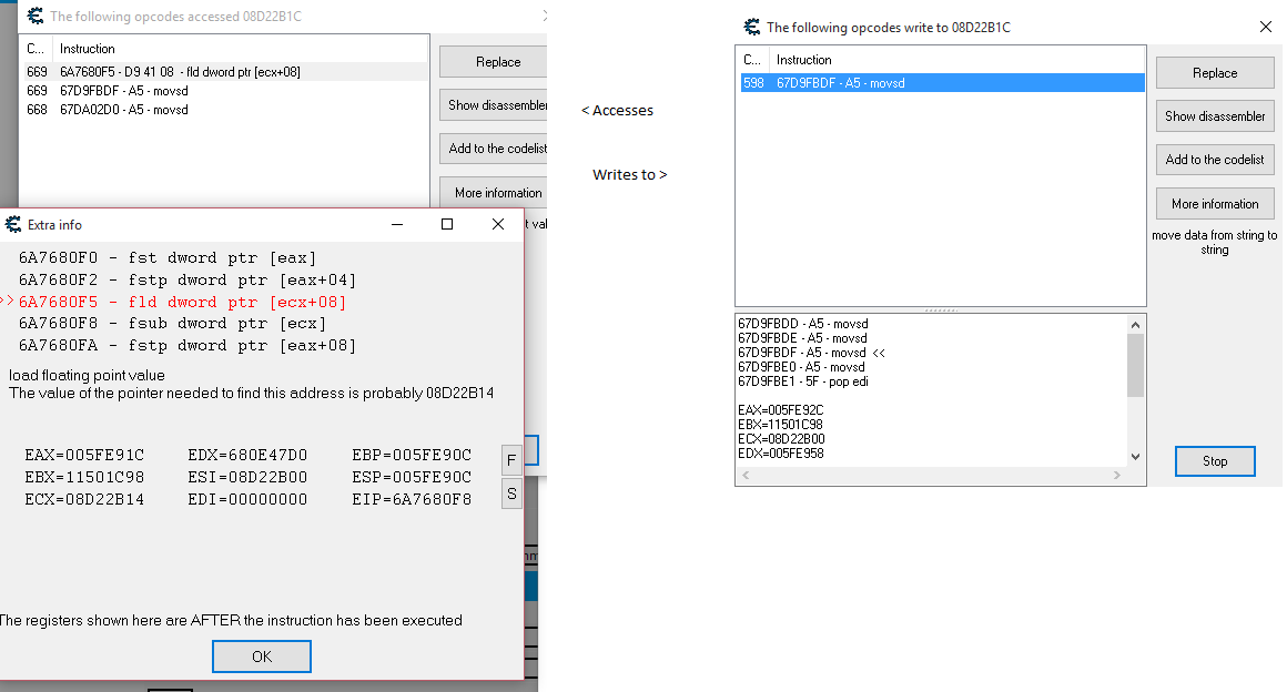 Cheat Engine :: View topic - Entity Address and Pointer Issue Regarding  Floating Point