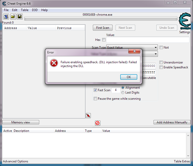 Cheat Engine Dll Injection Failed
