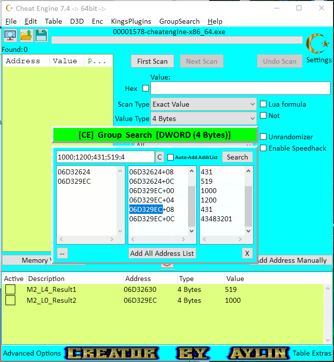 Groupscan in Cheat Engine 