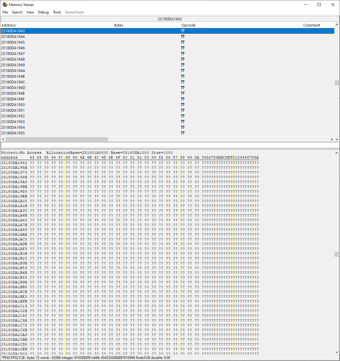 Read Only area found AFTER RPM call with VirtualProtectEx PAGE_EXECUTE_READWRITE.png
