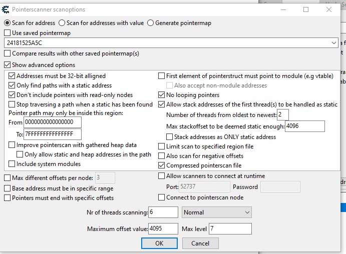 Cheat Engine :: View topic - Pointer scan does not show my results