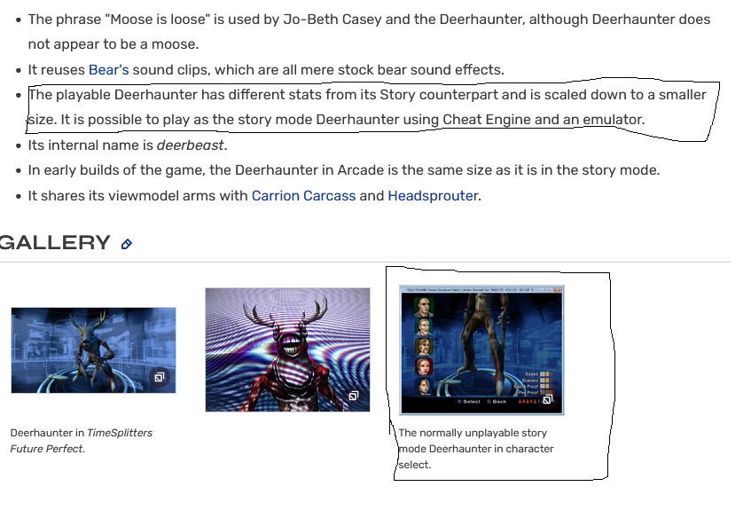 Timesplitters Future Perfect (Unplayable Deer Haunter)(Outlined is info I wasn't credited for giving out & showing)().png