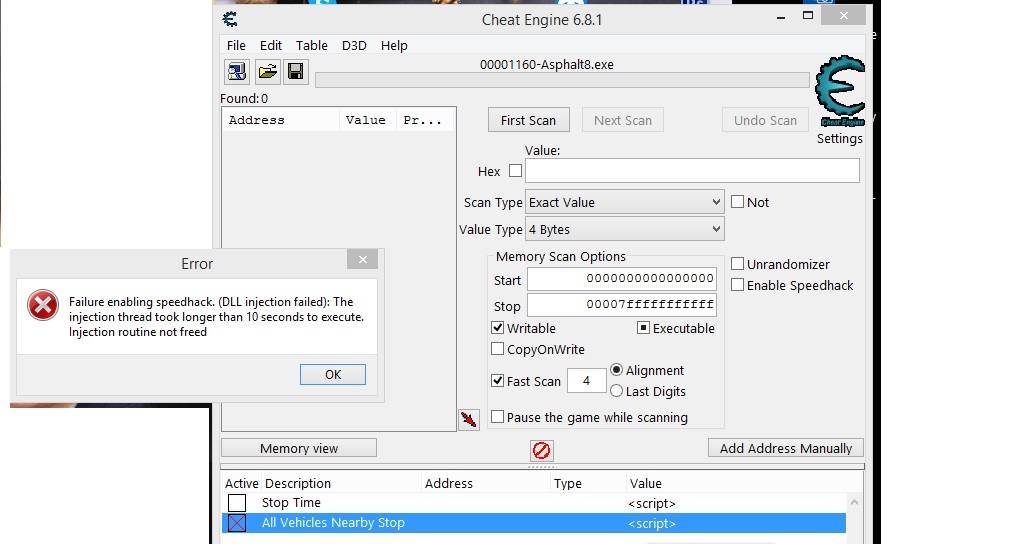 Cheat Engine Dll Injection Failed